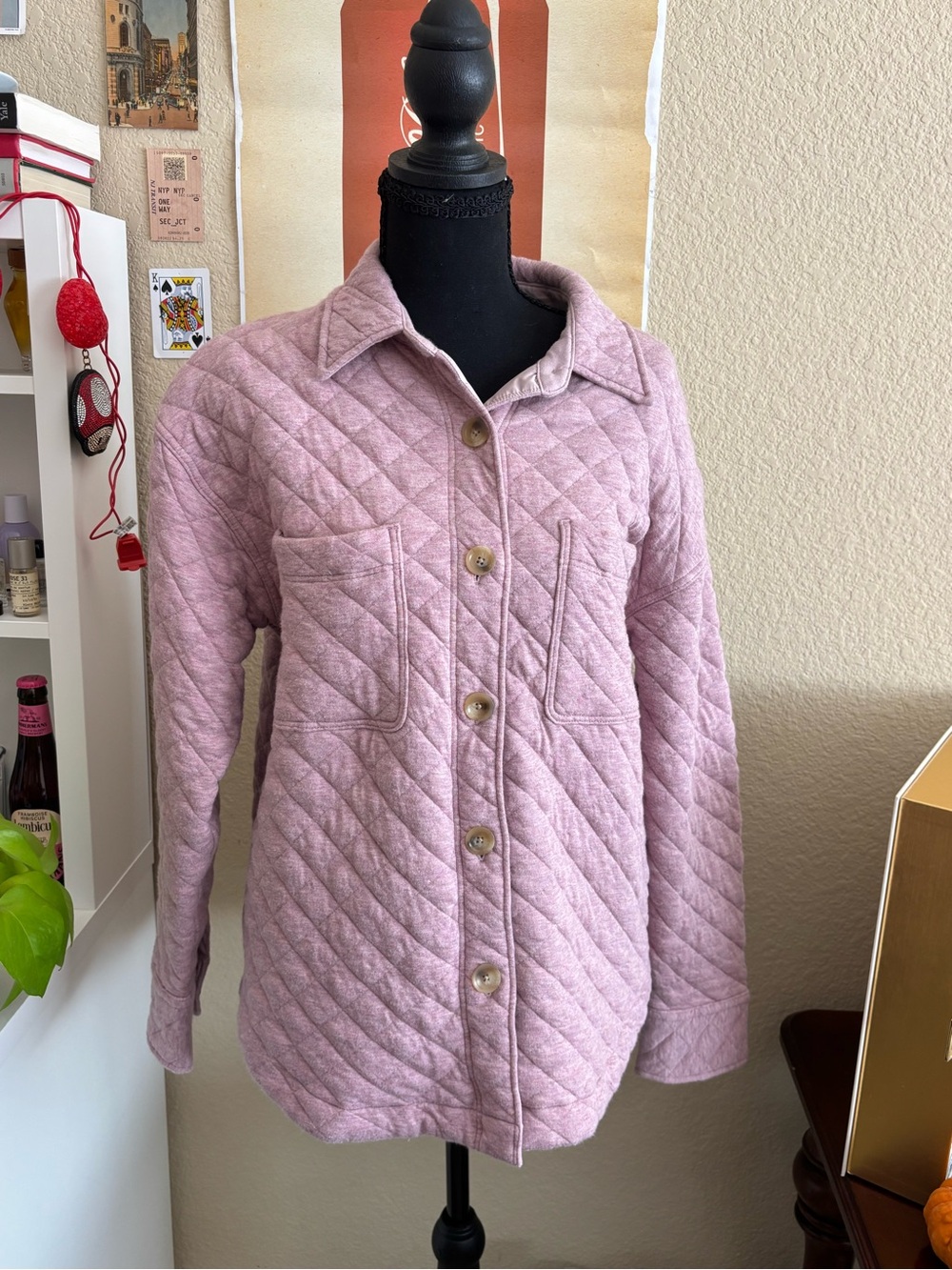 NWOT Fatherty Quilted Mauve Shacket Jacket - Organic Cotton - Picture 2 of 9